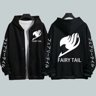 Anime Sweatshirt Fairy Tail Zip Hooded Sweatshirts Harajuku Hoodie Long Sleeve Hoodies Black Pullovers Unisex Men Women Cloth