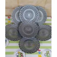 SILVER GREY PLASTIC RATTAN PLATE CHICKEN PLATE PLASTIC PLATE/