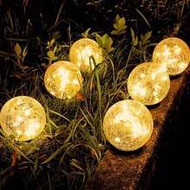 Solar Crackle Glass Ball Garden Lights, Outdoor Decorative Solar Sphere Lights, Path Lighting, Suita