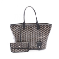 【二手】 GOYARD Saint Louis PM 手提包 STLCROPMLTY01CL01P 黑/白/ブラウンPVC塗層帆布皮革 Saint Louis PM 女士二手 A