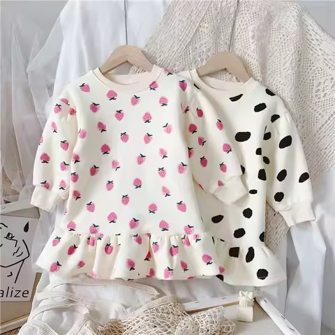 Girls' Hoodie Casual Skirt Spring And Autumn Children's Dress Foreign Style Dress Children's Baby Gi