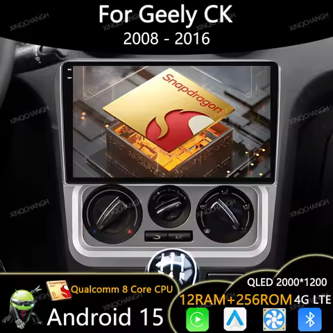 Android 15 Car Radio For Geely CK 2008 - 2016 Qualcomm 4G LTE 5G WIFI GPS Multimedia Video Player Na