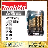 (ORIGINAL) MAKITA D-72855 HSS-TIN METAL DRILL BIT SET (13PCS) | STRAIGHT SHANK | MATA DRILL BESI