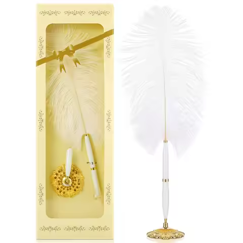 Sign in Pen Gift Box for Wedding Reception Runner Bachelor Guest Book Signing with Metal Stand Bride