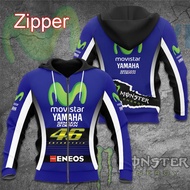 มีสินค้าในสต็อก  Rossi VR46 Yamaha MotoGP Racing ผู้ชายซิป Hoodie ฤดูใบไม้ผลิแฟชั่นกีฬาเด็กเสื้อแจ็ค