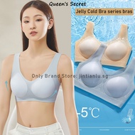 [Queen's Secret] Japan SUJI 17.0 Jelly ice silk cool bra, lightweight breathable fixed cup women's bra, seamless soft support push bra, high quality