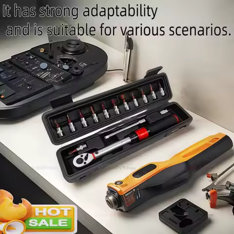 15PCS Click Type Torque Wrench Set 14 Inch 2-24Nm Adjustable Spark Plug Tool Kit for Car Motorcycle 