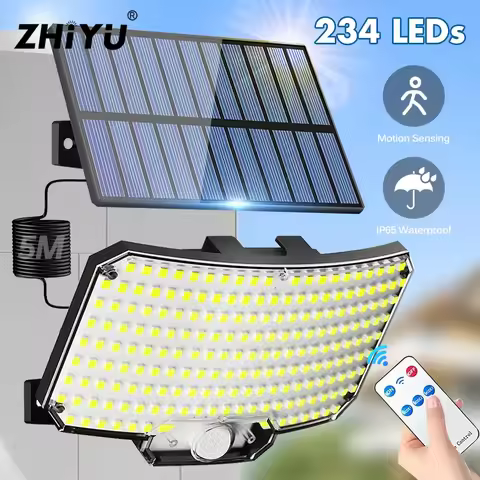 1PC Solar 234 LED Outdoor Path Light with Motion Sensor and Remote Control IP65 Wall Garden Light Ea