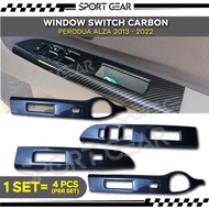 Car carbon fiber window switch panel frame garnish accessories Perodua Alza Old 2013 - 2021