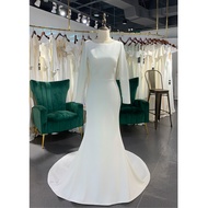 Gaun pengantin satin putih polos/ gaun pemberkatan simple putih polos