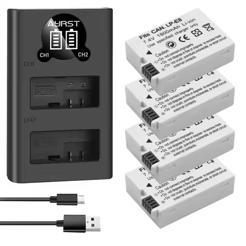 LP-E8 LPE8 LP E8 1800mAh Battery+ LED Dual Charger for Canon EOS 550D 600D 650D 700D X4 X5 X6i X7i T