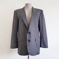 中型復古 LANVIN 灰色羊毛西裝外套 男士缺口領夾克 男友風西裝外套