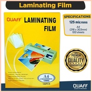 ◭ ✹ ⊙ QUAFF LAMINATING FILM A4 SIZE 125MICRONS 100SHEETS