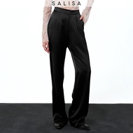 8.8 SALISA-SATIN PANTS FW25 Brown Elastic Waist At The Back