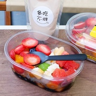 50PCS 280ML/500ML Transparent Long Cake Box Ice Cream Fruit Cheesekut Boxes Mousse Pudding Tiramisu 