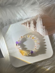 客製化 | 金魚與錦鯉 |手工雕刻黃水晶、錦鯉膠花、紫水晶