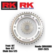 RK SPROCKET HONDA CBR600RR 2007-2025 525X42T REAR 525X16T FRONT STEEL 100% ORIGINAL READY STOCK