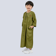 kawan muslim - Gamis Anak Size 1 - 14 Tahun Jubah Anak Premium Hijau Army