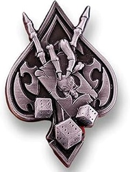 Ace of Spades Skull Skeleton Hand Sign Horns Gambler Dice Cards Poker Casino Tattoo 1.6" Enamel Pin 