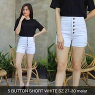 PUTIH High WAIST 5 BUTTON SHORT WHITE CELANA GIRLS SHORTS WHITE CELANA