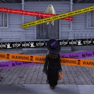 6/9M Halloween Warning Tape Signs Halloween Props Window Prop Party Danger Warning line Halloween De