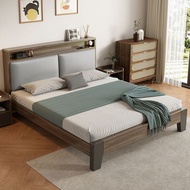 【SG⭐READY STOCK】Solid Wood Bed Frame 1.2m/1.5m/1.8m Wooden Bed Frame With Light Single/Super Single/Queen/King Bed Frame