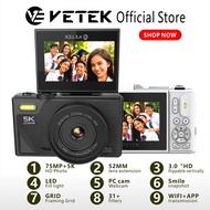 VETEK8-A Camera 75MP Digital Camera 5K Vlogging Camera 18X Digital Zoom Portable camera