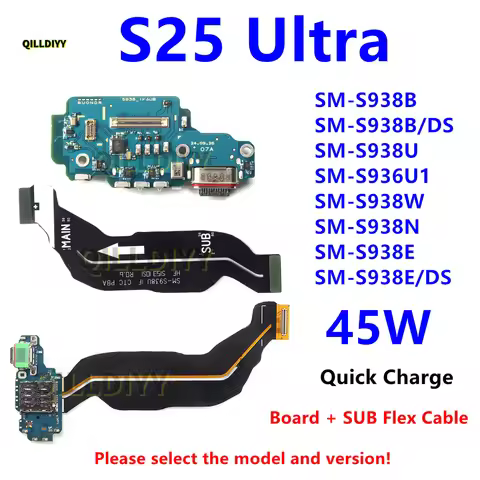 45W Charging Port Board For Samsung Galaxy S25 Ultra S938B S938E/DS S938U S938W Fast Charger Motherb