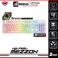 SIGNO E-Sport Wireless Mechanical Gaming Keyboard รุ่น MEZZON KB-752 (คีย์บอร์ด เกมมิ่ง) a สีขาว (Br