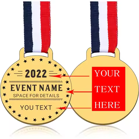 Custom Medals for Awards with Neck Ribbons - Personalized Metal Medallions | Custom text or design, 