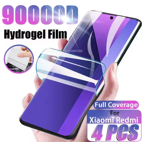 4Pcs Hydrogel Film For Xiaomi Redmi Note 13 12 11S Pro Plus Turbo 3 Full Cover Screen Protector Redm
