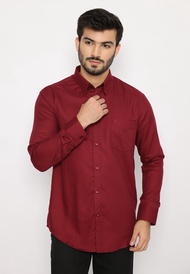 Jobb Brioni Kemeja Pria Lengan Panjang Regular Fit Maroon