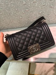 Chanel Boy  20cm 黑色荔枝皮