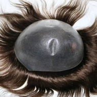 Paket Promo Toupee Wig rambut palsu asli manusia Full Thin Skin