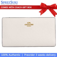 Coach Wallet In Gift Box Slim Zip Wallet Chalk Off White # CK444