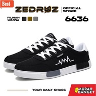 Zedruz Men's Casual Cream Lace-Up Sneakers for School, Work, Sport Shoes, Young Trendy, Black 6636 -