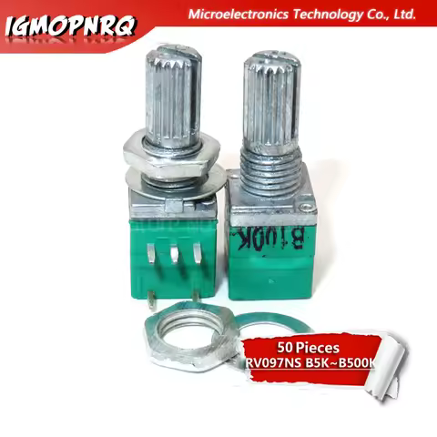 50pcs RV097NS B5K B10K B20K B50K B100K B500K 5PIN single linked potentiometer with a switch audio se
