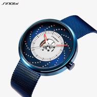 SINOBI Creative Vortex Men Quartz Watches 44mm Dial Plate Stainless Steel Mesh Strap Mechnic Luminous Stylish Men's Wristwatches SYUE