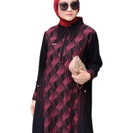 Gamis Mahdalena Polos Hitam Cokelat Muslim Wanita - Baju Panjang Dewasa Crinkle Cantik Tangan Kancin