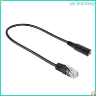WU Durability PVC Telephone Headsets Adapter RJ9 To 3 5mm Converter Cable 25cm