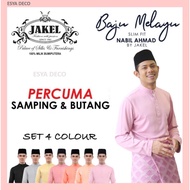 [SET 4] Baju Melayu Nabil Ahmad by JAKEL Baju Melayu Cekak Musang Baju Raya 2024 Slim Fit Percuma Sampin dan Butang Baju