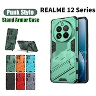 Stand Armor Casing Realme 12 Pro+ 12+ 12 12x 5G Punk Armor Bracket Fashion Hard Protection Back Cove