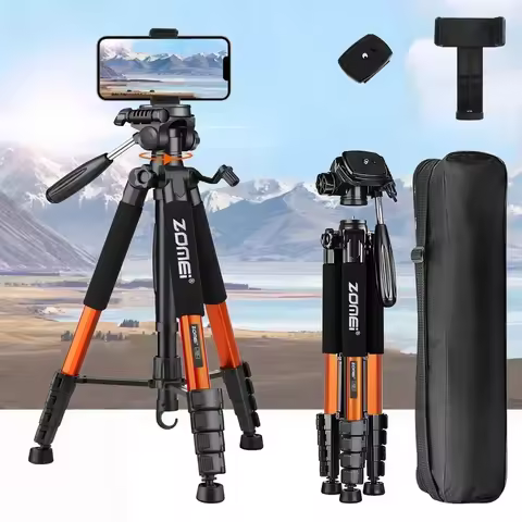 Q188 187cm Portable Camera Tripod Aluminum Alloy 6kg load capacity for DSLR Nikon, phone holder 360°