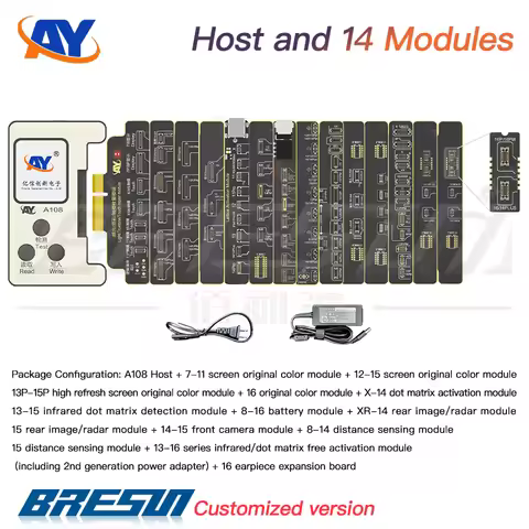 AY A108 FaceID/Battery/Truetone Programmer for iPhone X/XS/XR 11 12 13 14 15 16 Pro Max Data Modific