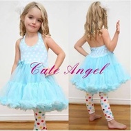 Blue White Polka Dots Party Dress Full Tutu Petti Girl Dress Pettiskirt  31078 80 90