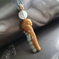 天然緬甸翡翠玉器 | 紅翡鸚鵡平安扣吊墜 | 玉墜玉器