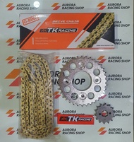 GEAR SET TK SUPRA X 125 / BLADE / FIT NEW &amp; RANTAI TK O RING 428 GOLD