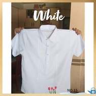 【Ready Stock】 Men's short sleevedPolo Barong ( Short sleeves )( White ),,Size Xs,S,M,L,XL,2xl,3xlMen