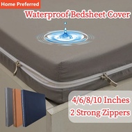4/6/8/10Inch Cadar Zip Tilam Kalis Air Waterproof Mattress Protector Fitted Bed Sheet SarungTilam