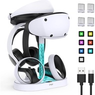 Multifunction Vertical PS VR2 Headset & Sense Controllers Charge Dock Station with 10 RGB Light Mode